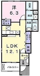 ラックヴィラC 1LDKの間取図画像