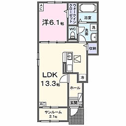 サイレント・メゾンI 1LDKの間取図画像