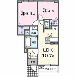 岸町2丁目アパート(028587301) 2LDKの間取図画像