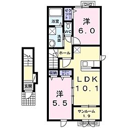 サン・ヤスダ4A 2LDKの間取図画像