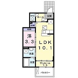 エバーグリーンM.K.TA 1LDKの間取図画像