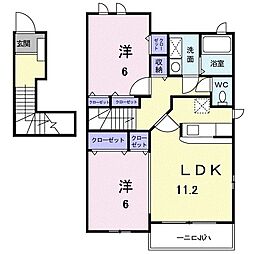 パストラル川部A 2LDKの間取図画像