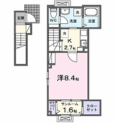 シャトレーベル 1Kの間取図画像
