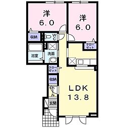 プリムローズ壱番館 2LDKの間取図画像