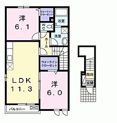 プラシード柿の木坂 2LDKの間取図画像