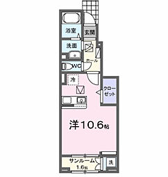 ラルチェII ワンルームの間取図画像