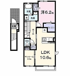 フロレゾンC 1LDKの間取図画像