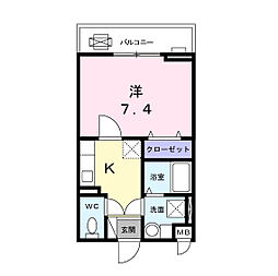 ティープラント朝日 1Kの間取図画像