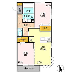 Villa柴田中居 2LDKの間取図画像