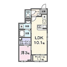 ミニョン フロル A 1LDKの間取図画像
