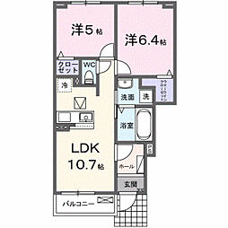 富竹新田アパート(028367401) 2LDKの間取図画像