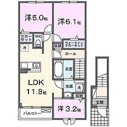 富竹新田アパート(028367401) 3LDKの間取図画像