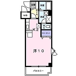 サンリット 1階1Kの間取り