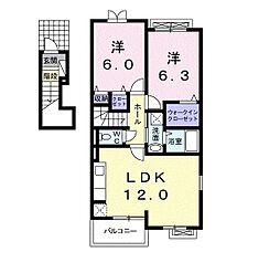 メゾンラフレ2 2LDKの間取図画像