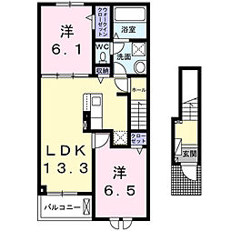 プロセピナ 2LDKの間取図画像
