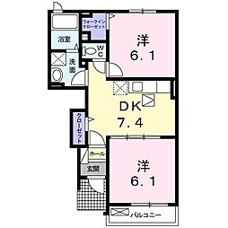 ルミエール下大野C 2DKの間取図画像
