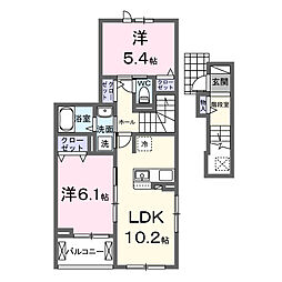 藤沢市石川1丁目アパート 2LDKの間取図画像