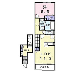 プラシードII 1LDKの間取図画像