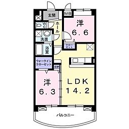 PRIMESQUARE 2LDKの間取図画像