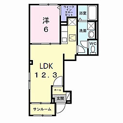 ベル・コリーヌII 1LDKの間取図画像