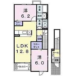 パーク・ユニゾン 2LDKの間取図画像