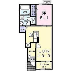 北アルプスGIFT 1LDKの間取図画像