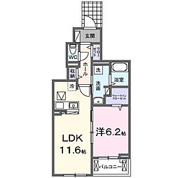 ボヌール・ド・コルザ 1LDKの間取図画像