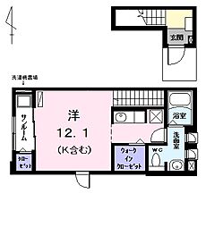 ブリーゼ 2階ワンルームの間取り