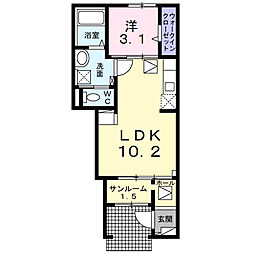 レコンフォール・K 1LDKの間取図画像