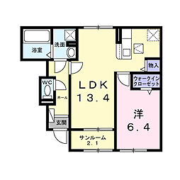 ベアバレーB 1LDKの間取図画像