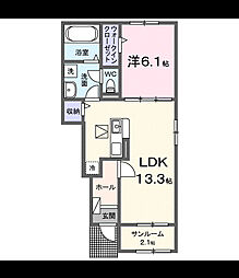 本郷南3丁目アパート(028608102) 1LDKの間取図画像