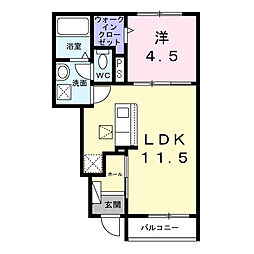 ヒカルサ江南宮後 1LDKの間取図画像