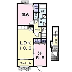 ラプ・ソ・ディインブルー 2LDKの間取図画像