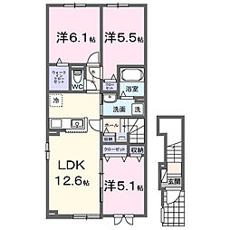インテルノ ウエスト 3LDKの間取図画像