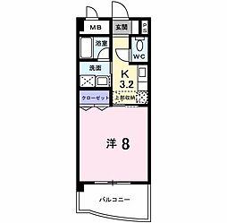 カーサデナカスジ 1Kの間取図画像