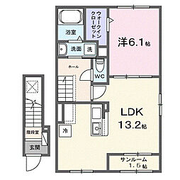 カーザ レガーメ 1LDKの間取図画像