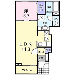 プライア五月2 1LDKの間取図画像