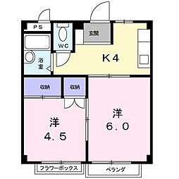 神山ハイツ5 2Kの間取図画像