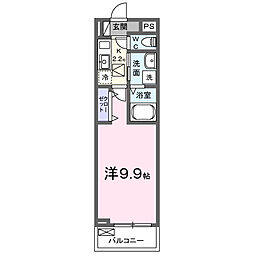ヒコ ジェルム 1Kの間取図画像