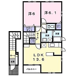 グレイス・フィオーレ 2LDKの間取図画像