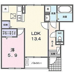 プロムナード大神II 1LDKの間取図画像