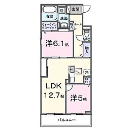 フォレスト 岡崎 2LDKの間取図画像