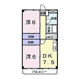 アーリーバード 2DKの間取図画像