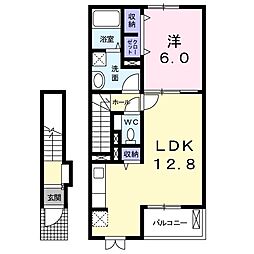 サングレイスB 1LDKの間取図画像