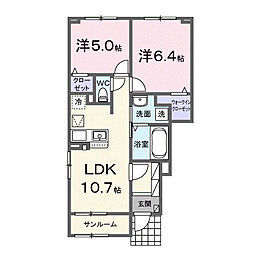 ステイズ 河合 2LDKの間取図画像
