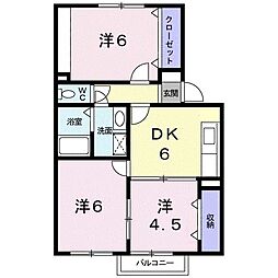 ウィステリアB 3DKの間取図画像