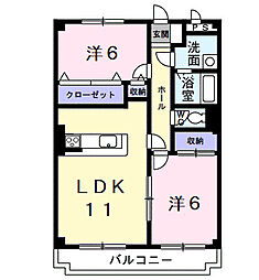 サンモール芝山 2LDKの間取図画像