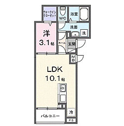 ヒカルサ志木 1LDKの間取図画像