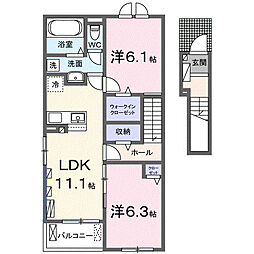 グレイス ラヴィ 2LDKの間取図画像
