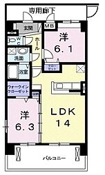 レジデンス仙台泉 2LDKの間取図画像